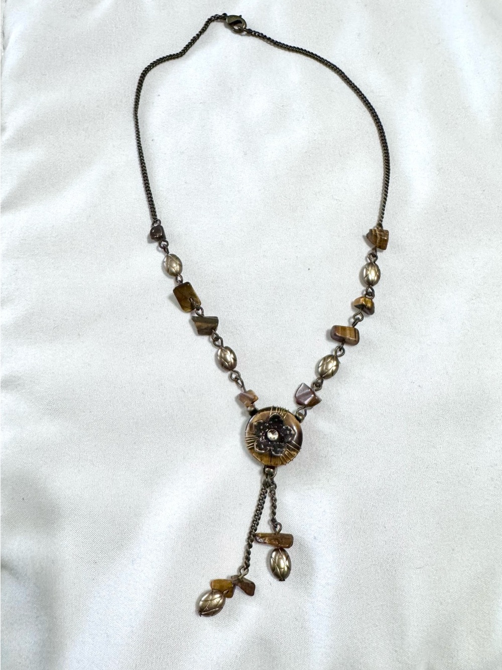 Vintage Natural Stone Pendant Necklace